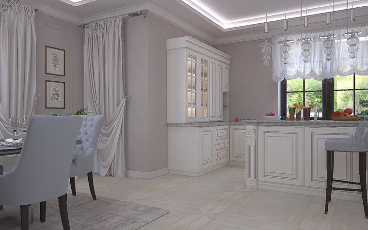 Загородный дом. кухня из проекта Дизайн проект дома площадь 500 кв.м в Ленинградской области., фото №78572