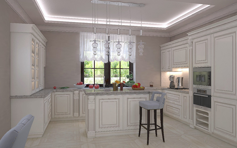 Загородный дом. кухня из проекта Дизайн проект дома площадь 500 кв.м в Ленинградской области., фото №78573