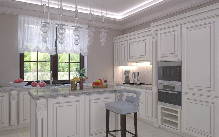 Загородный дом. кухня из проекта Дизайн проект дома площадь 500 кв.м в Ленинградской области., фото №78574