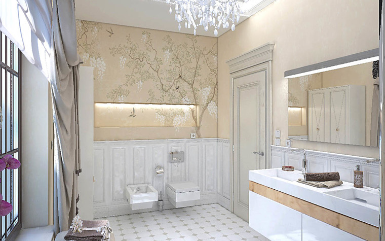 Загородный дом. ванная из проекта Дизайн проект дома площадь 500 кв.м в Ленинградской области., фото №78575