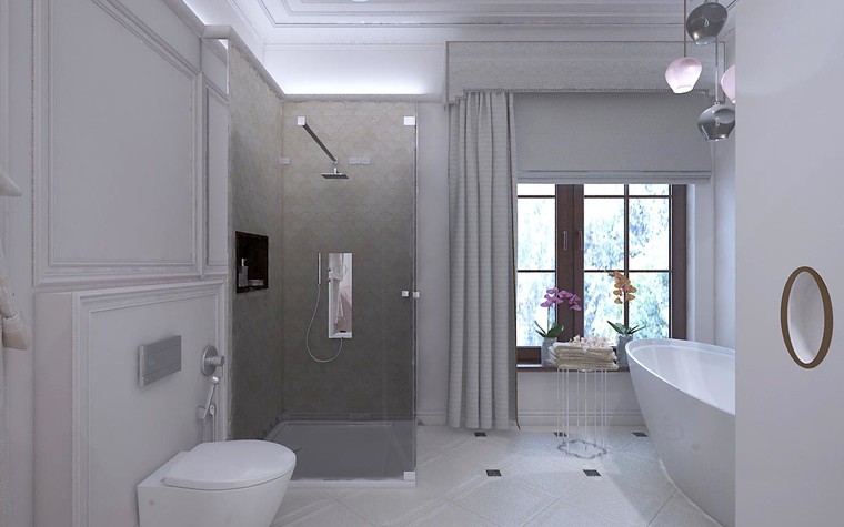 Загородный дом. ванная из проекта Дизайн проект дома площадь 500 кв.м в Ленинградской области., фото №78582