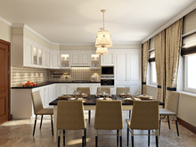 Загородный дом «Дизайн загородного дома в д. Хлопово Родовое гнездо 800 кв.м.», кухня . Фото № 27036, автор Соболев Павел