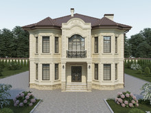 Загородный дом «Дом из дагестанского камня Д-25», фасад . Фото № 30950, автор Абрамова Екатерина