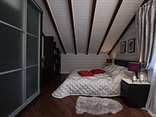 Загородный дом &laquo;Дом из клиеного бруса&raquo;, спальня . Фото № 23620, автор Азорская Инна