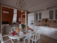 Загородный дом «Дом из клиеного бруса», кухня . Фото № 23618, автор Азорская Инна