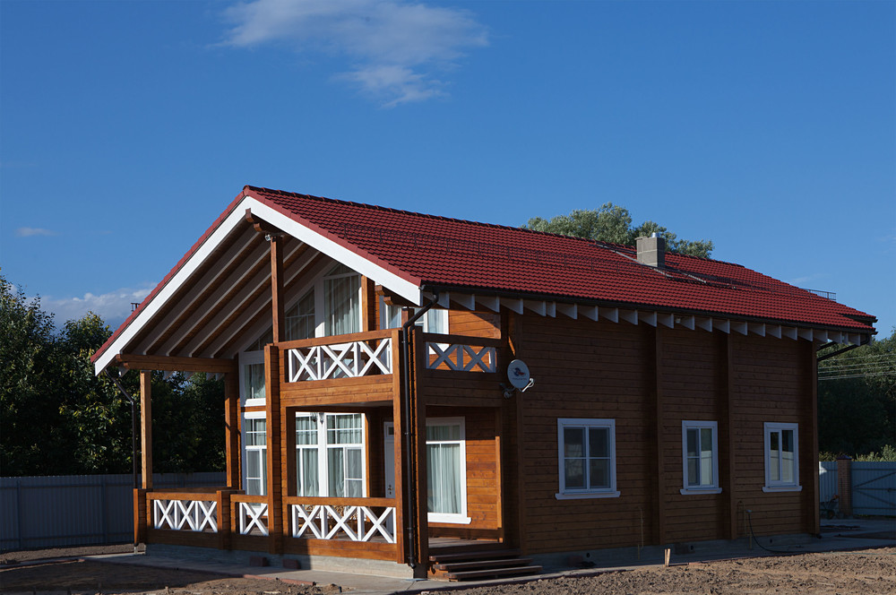 Загородный дом «Дом из клиеного бруса», фасад, фото из проекта 