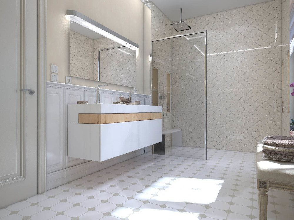 Загородный дом «Дизайн проект дома площадь 500 кв.м в Ленинградской области.», ванная, фото из проекта 