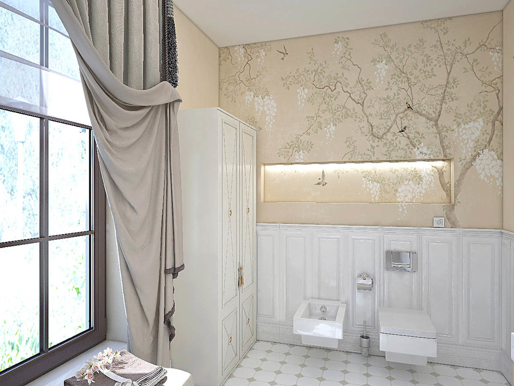 Загородный дом «Дизайн проект дома площадь 500 кв.м в Ленинградской области.», ванная, фото из проекта 