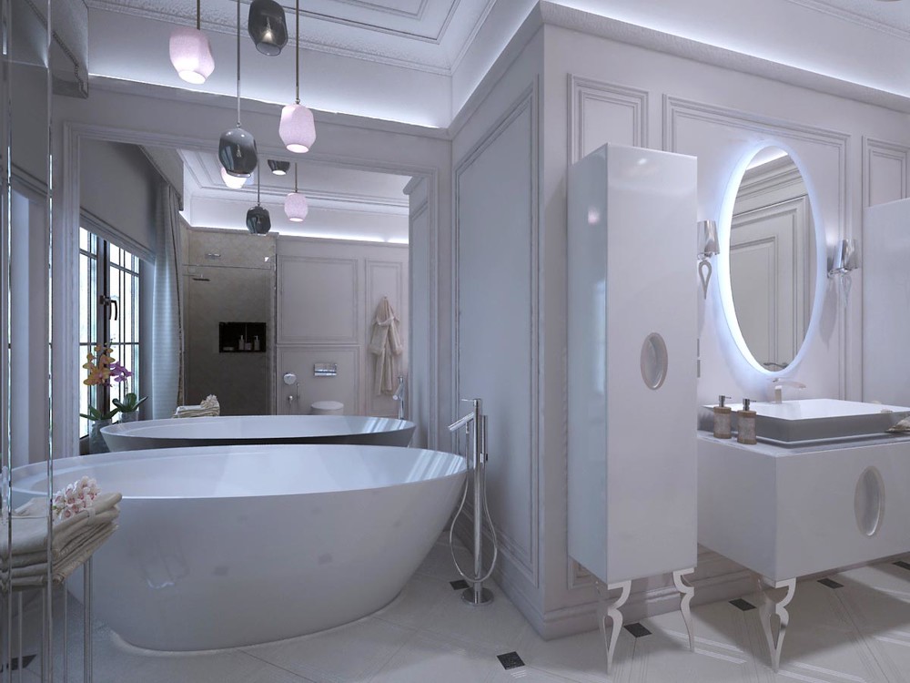 Загородный дом «Дизайн проект дома площадь 500 кв.м в Ленинградской области.», ванная, фото из проекта 