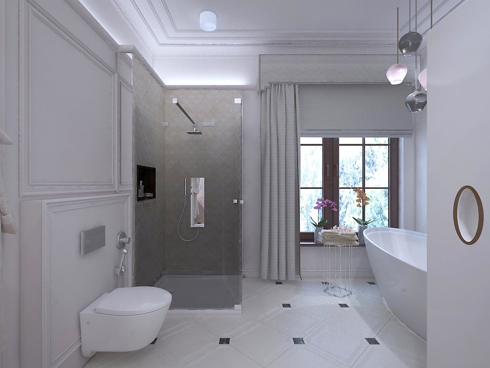 Загородный дом «Дизайн проект дома площадь 500 кв.м в Ленинградской области.», ванная, фото из проекта 