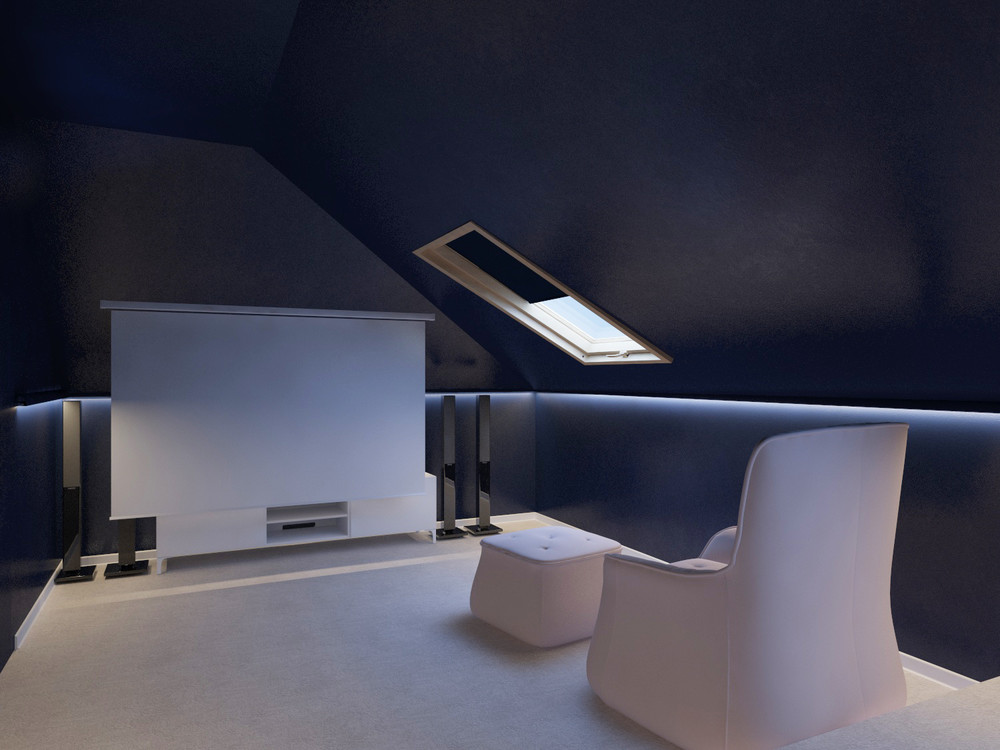 Загородный дом «Дизайн проект дома площадь 500 кв.м в Ленинградской области.», домашний кинотеатр, фото из проекта 