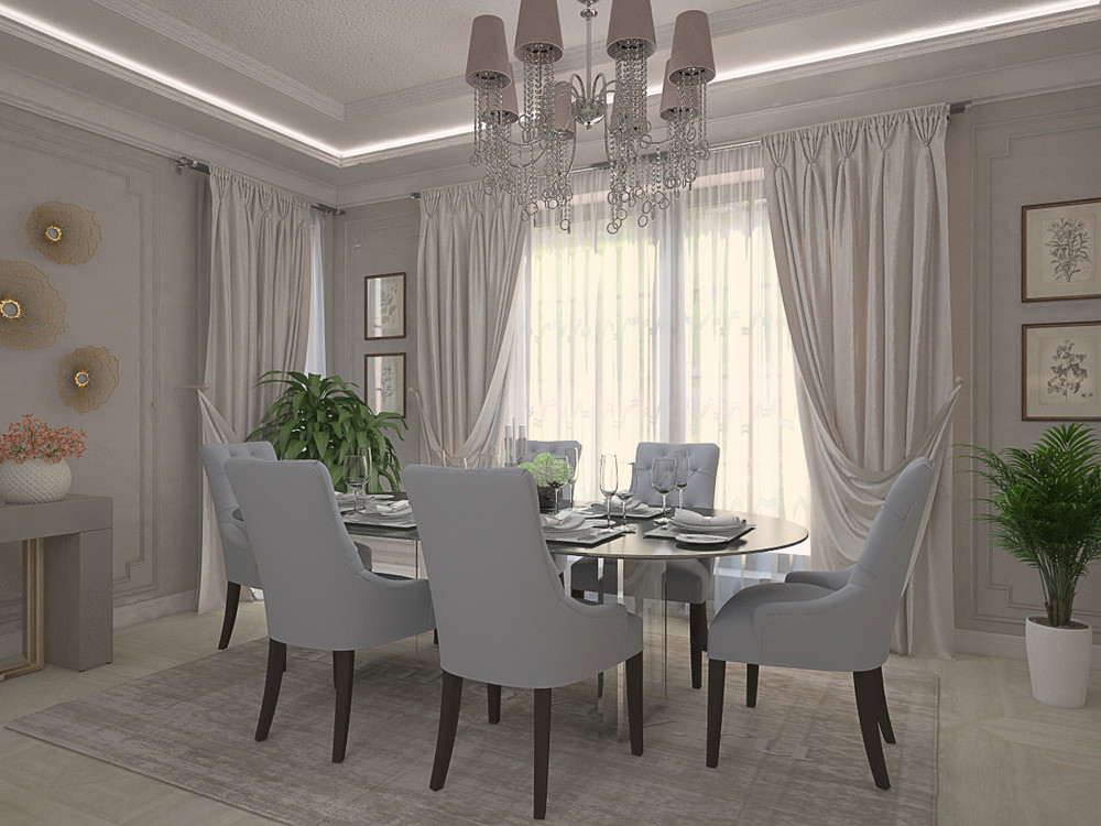 Загородный дом «Дизайн проект дома площадь 500 кв.м в Ленинградской области.», столовая, фото из проекта 