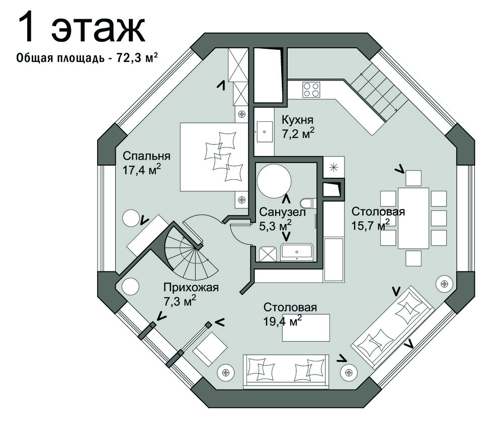 Загородный дом «Дом Loft-улей», холл, фото из проекта 