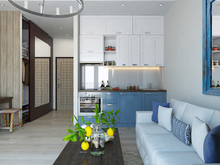 Квартира «27 квадратов », кухня . Фото № 25358, автор Домострой 