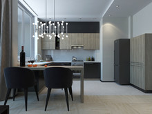 Квартира «ЖК Академический», кухня . Фото № 25524, автор Домострой 