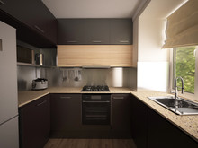 Квартира «Однокомнатная квартира», кухня . Фото № 25684, автор Скалкина  Ксения