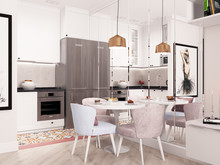 Квартира «Квартира 35 кв.м в стиле Современная классика », кухня . Фото № 26025, автор Логвинова  Екатерина 