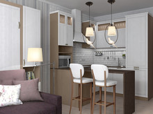 Квартира «Квартира-студия с элементами стиля Прованс», кухня . Фото № 26173, автор Efimovykh Elena