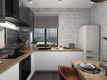 Квартира «Лофт в квартире с типовой планировкой — адаптируемое пространство», кухня . Фото № 26532, автор GM-Interior GM-interior