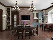 Квартира «Дизайн двухуровневой квартиры 157 кв.м. Мансарда для семьи с ребенком», кухня . Фото № 26864, автор Соболев Павел