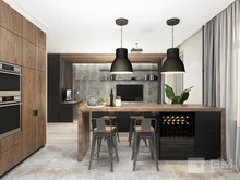 Квартира «Серый минимализм с прикосновением мужского стиля», кухня . Фото № 27390, автор GM-Interior GM-interior