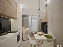 Квартира «Светлый интерьер квартиры-студии с компактной планировкой», кухня . Фото № 27464, автор GM-Interior GM-interior