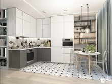 Квартира «Дизайн однокомнатной квартиры 43 кв. м — всё в одном с открытым характером», кухня . Фото № 27497, автор GM-Interior GM-interior