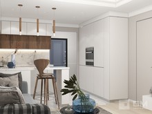 Квартира «Дизайн двухкомнатной квартиры в серо-голубой гамме», кухня . Фото № 27549, автор GM-Interior GM-interior