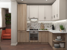 Квартира «Двухкомнатная квартира в пастельных тонах», кухня . Фото № 28062, автор Полищук Кристина