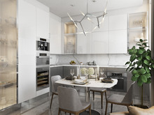 Квартира «Фьюжн на Заозёрной», кухня . Фото № 28311, автор Fisheye Architecture & Design   Александр