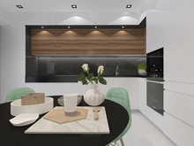 Квартира «ЭСТЕТИКА ФОРМ», кухня . Фото № 28424, автор Царик Элла