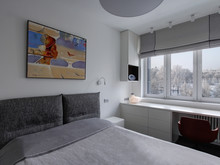 Квартира «Ничего лишнего или Лаконичность и простота.», спальня . Фото № 32874, автор Баженова Наталья