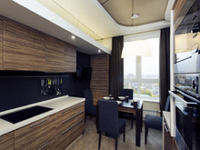 Квартира «», кухня . Фото № 22556, автор архитектурная мастерская Мартынова и Гатиловой  