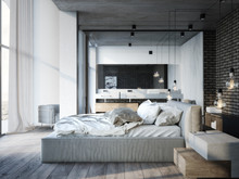 Квартира &laquo;Апартаменты в стиле лофт &raquo;, спальня . Фото № 23917, автор Плаксин Николай