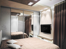 Квартира &laquo;Улица Рокоссовского. Москва&raquo;, спальня . Фото № 24629, автор АвКубе 