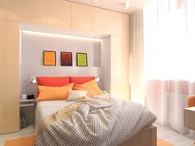 Квартира &laquo;Дизайн проект квартиры по ул.Анны Ахматовой г.Москва&raquo;, спальня . Фото № 24696, автор Логвинова  Екатерина 