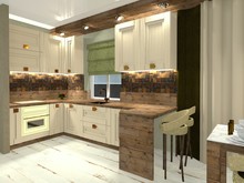 Квартира «Онтоарт. Трехкомнатная квартира в Шексне.», кухня . Фото № 24935, автор Вальдер Анна