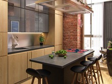 Квартира «Квартира для молодой семьи в стиле лофт на улице Подвойского», кухня . Фото № 25095, автор Fisheye Architecture & Design   Александр