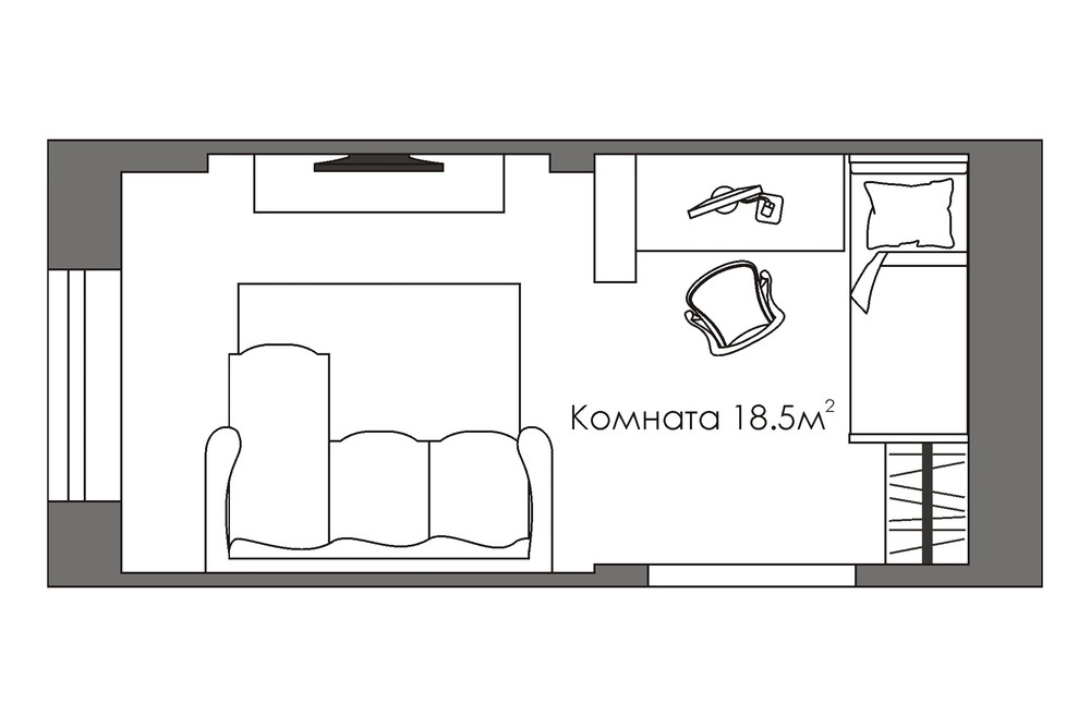 Квартира «Комната студента 18,5кв.м», гостиная, фото из проекта 