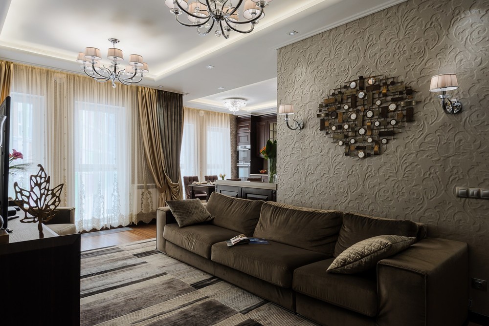 Квартира &laquo;Современный интерьер квартиры площадью 120 кв.м&raquo;, гостиная, фото из проекта 